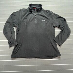 The North Face Womens Fleece 1/4 Zip Pullover Sweatshirt Dark Gray XL‎
